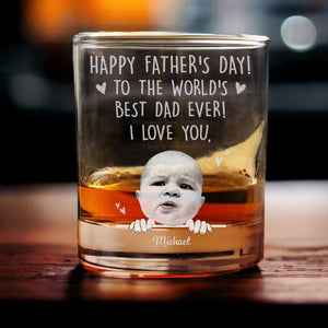 GeckoCustom Happy Father's Day To The World Best Dad Ever Rock Glass Personalized Gift HO82 890516 10.5 oz