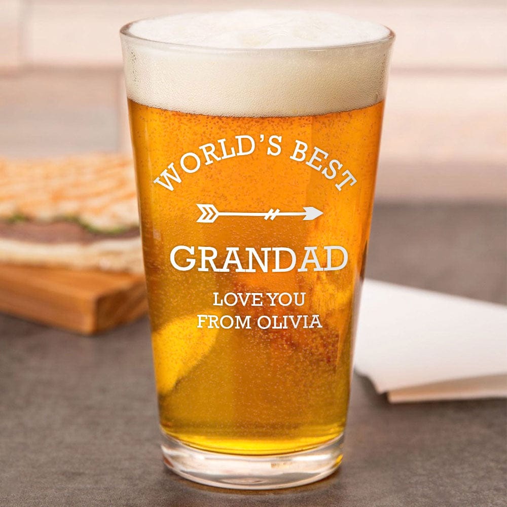 GeckoCustom Happy Father's Day World's Best Daddy Love You Print Beer Glass HO82 890580 16oz