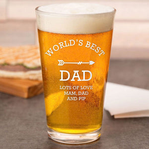 GeckoCustom Happy Father's Day World's Best Daddy Love You Print Beer Glass HO82 890580 16oz