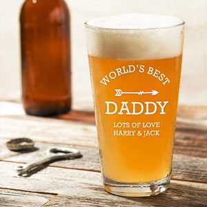 GeckoCustom Happy Father's Day World's Best Daddy Print Beer Glass HO82 890578 16oz
