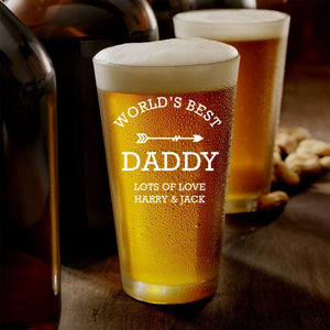 GeckoCustom Happy Father's Day World's Best Daddy Print Beer Glass HO82 890578 16oz