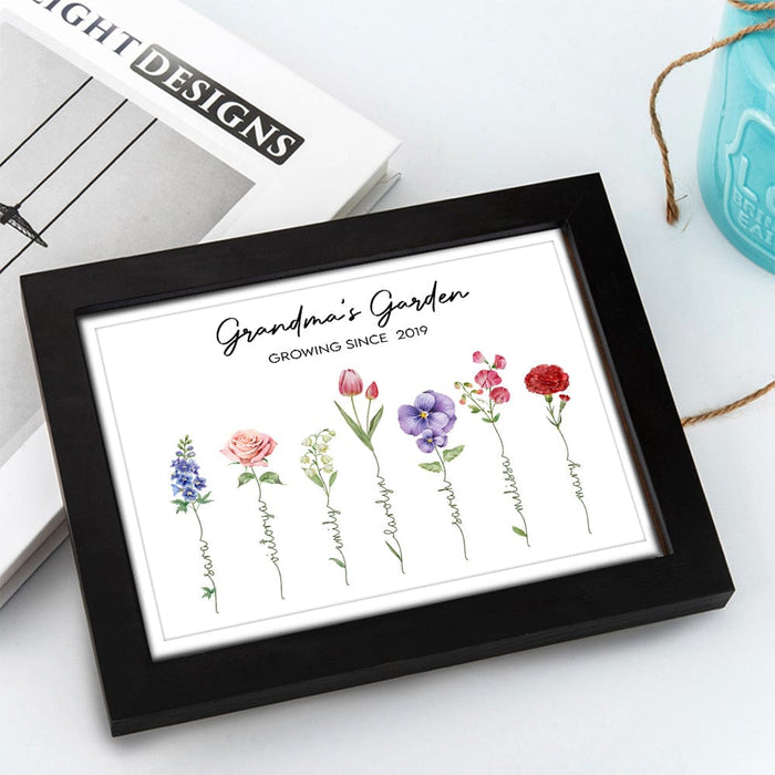 GeckoCustom Happy Mother's Day Grandma's Garden Family Picture Frame Personalized Gift TA29 890220 10"x8"