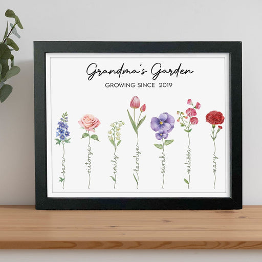 GeckoCustom Happy Mother's Day Grandma's Garden Family Picture Frame Personalized Gift TA29 890220 10"x8"
