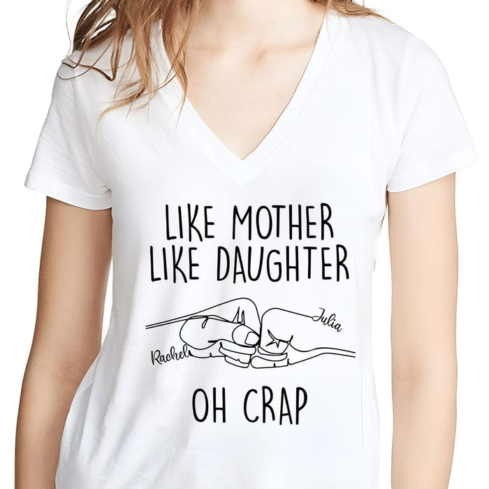 GeckoCustom Happy Mother's Day Like Mother Like Son Bright Shirt Personalized Gift T286 890440 Women V-neck / V White / S