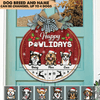 GeckoCustom Happy Pawlidays Dog Wooden Door Sign With Wreath, Dog Door Hanger, HN590 13.5 inch