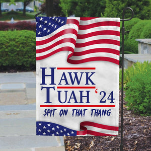GeckoCustom Hawk Tuah 24 Spit On That Thang Double-Sided House Flag HA75 890928 Garden Flag / Without Flagpole / 12'x18'