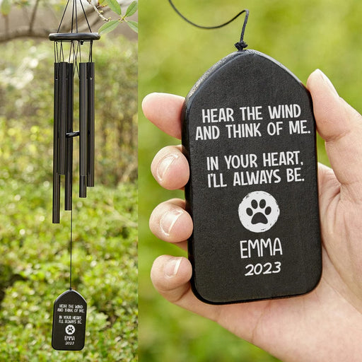 GeckoCustom Hear The Wind And Think Of Me Dog Cat Memorial Wind Chimes Personalized Gifts N369 889829