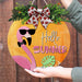 GeckoCustom Hello Summer Flamingo Door Sign K228 889348