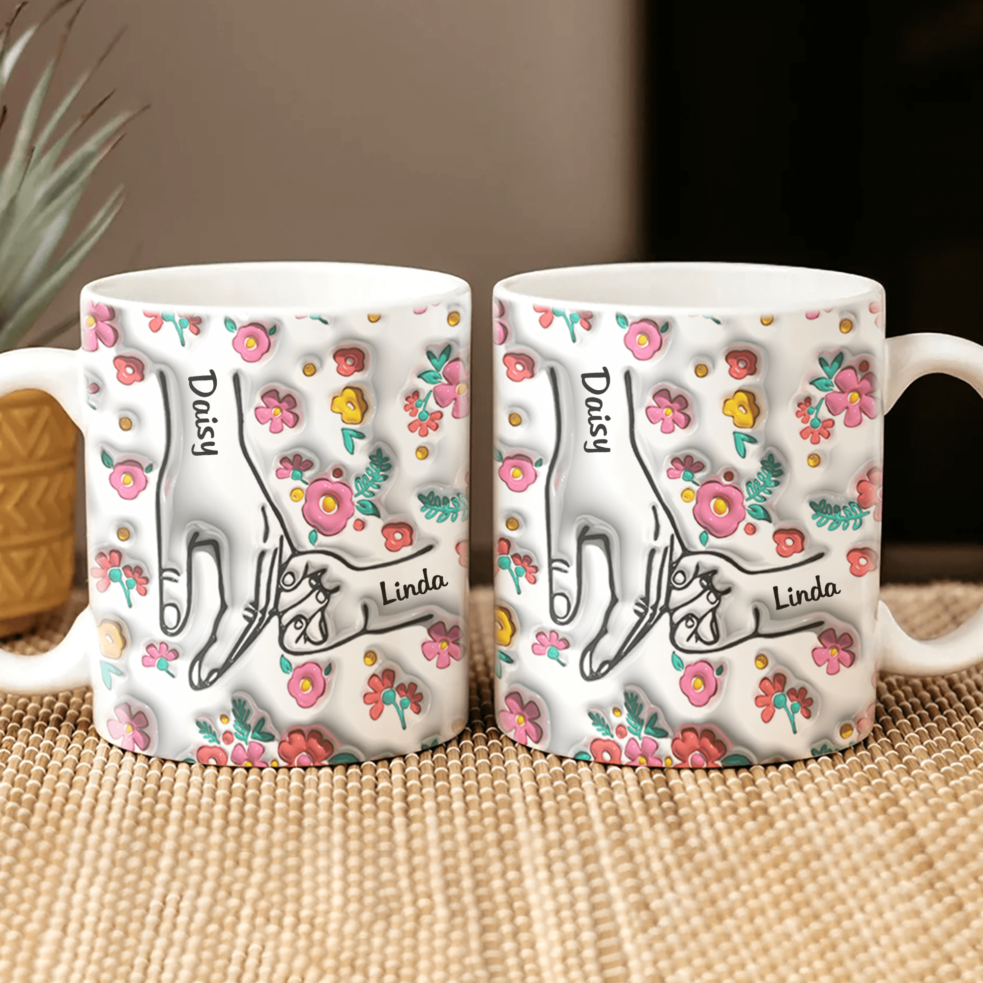 GeckoCustom Holding Mother's Hand Family 3D Mug Personalized Gift TH10 890891