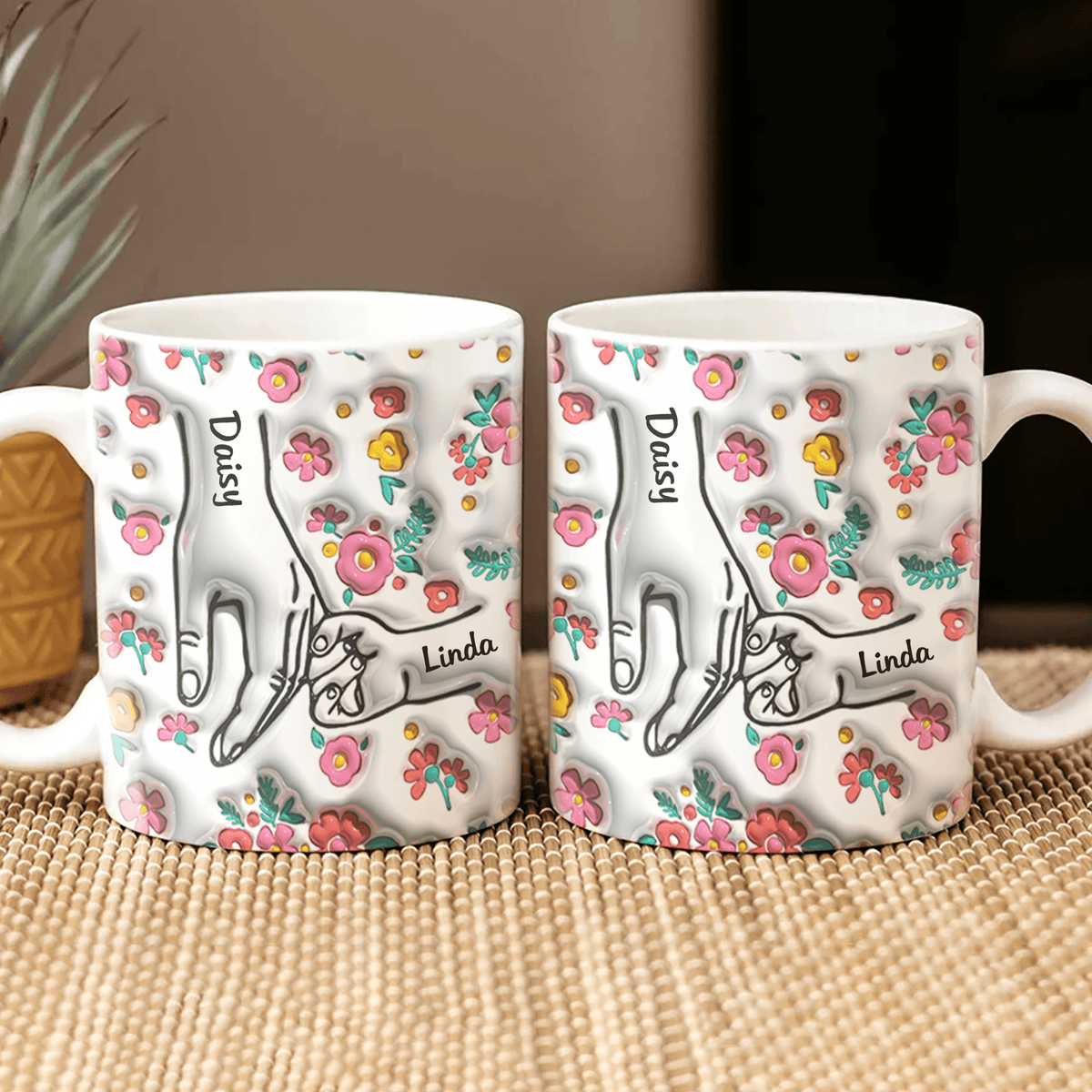 GeckoCustom Holding Mother's Hand Family 3D Mug Personalized Gift TH10 890891