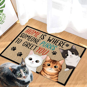 GeckoCustom Home Is Where Someone Purrs To Greet You For Cat Lover Doormat Personalized Gift N304 889522