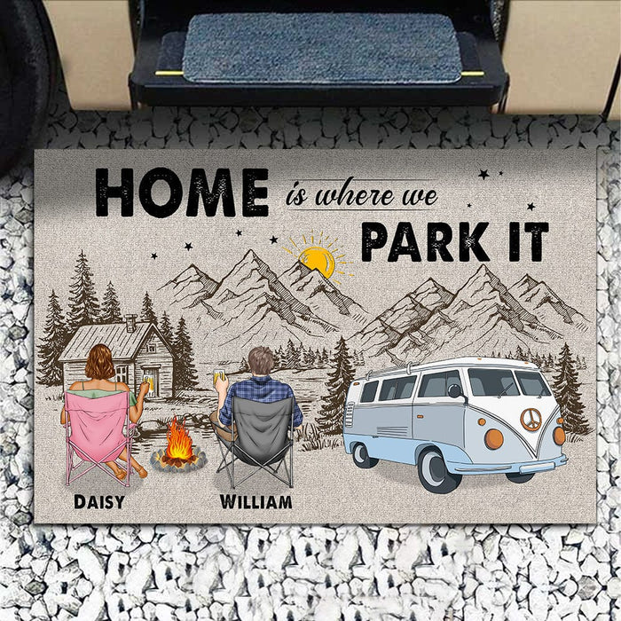 GeckoCustom Home Is Where You Park It Camping Doormat K228 889631