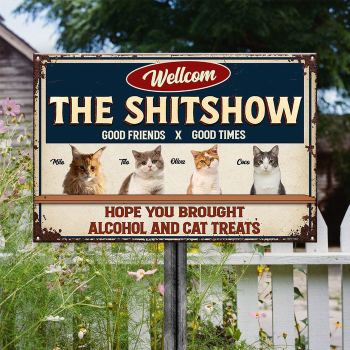 GeckoCustom Hope You Brought Alcohol And Cat Treats The Patio Bar For Cat Lover Metal Sign Personalized Gift N304 889554