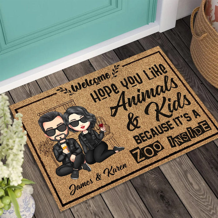 GeckoCustom Hope You Like Animals And Kids Couple Doormat Personalized Gift TA29 890151