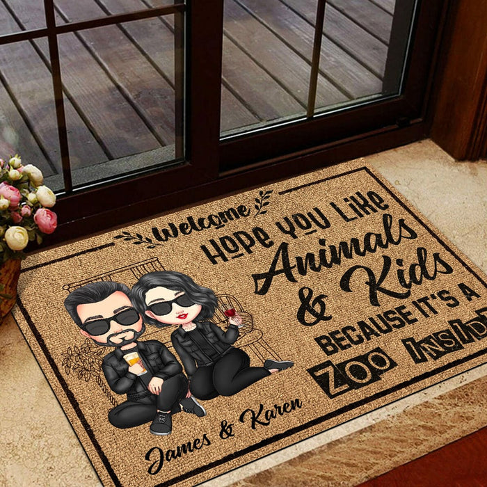GeckoCustom Hope You Like Animals And Kids Couple Doormat Personalized Gift TA29 890151