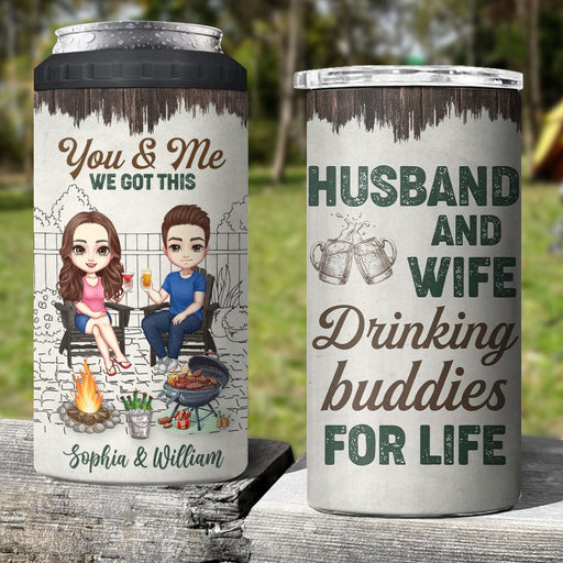 Husband & Wife Drinking Buddies for Life - Personalized Shirt Women Tee / Black / M