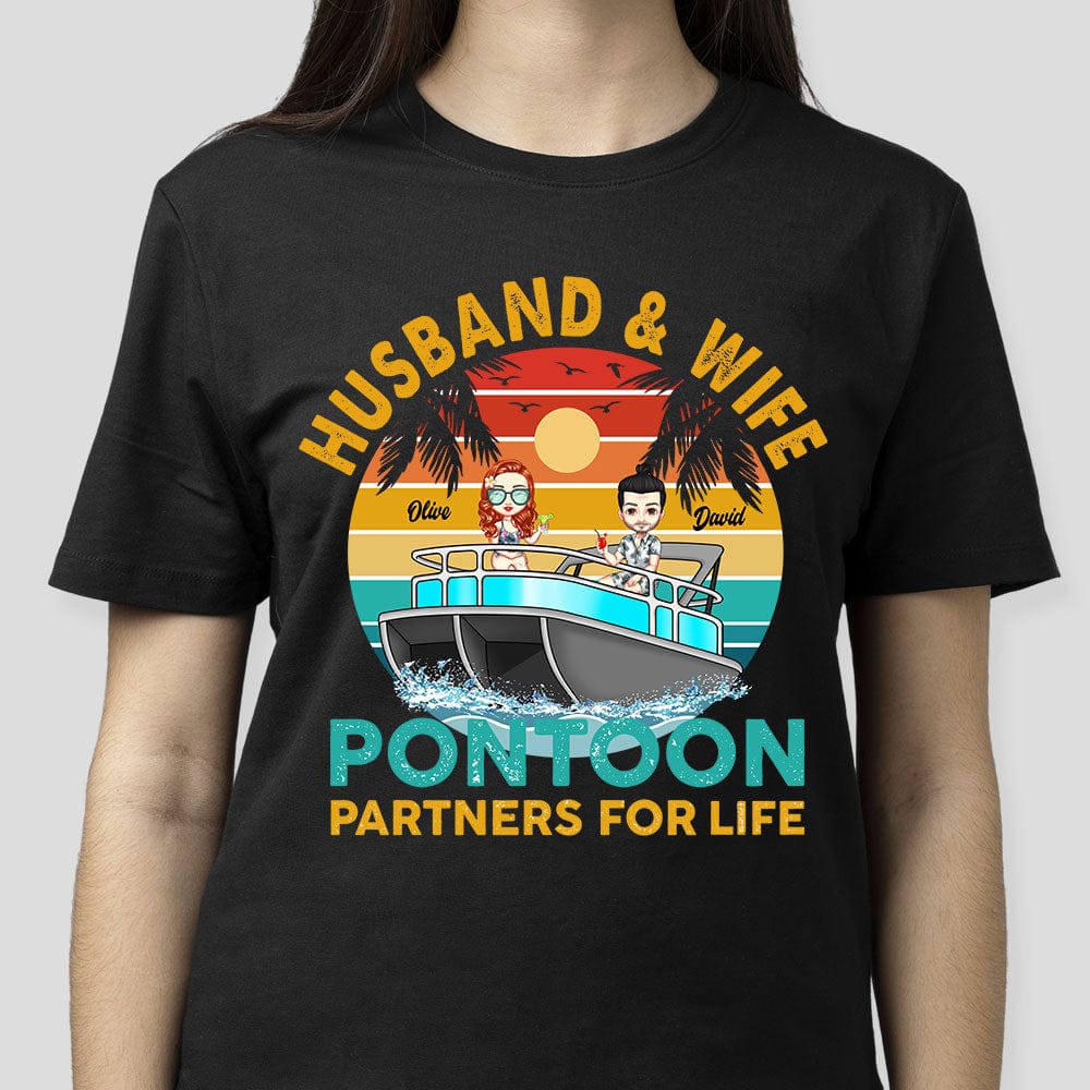 GeckoCustom Husband And Wife Travel Partners For Life Beach Dark Shirt Personalized Gift TA29 889669 Women Tee / Black Color / S