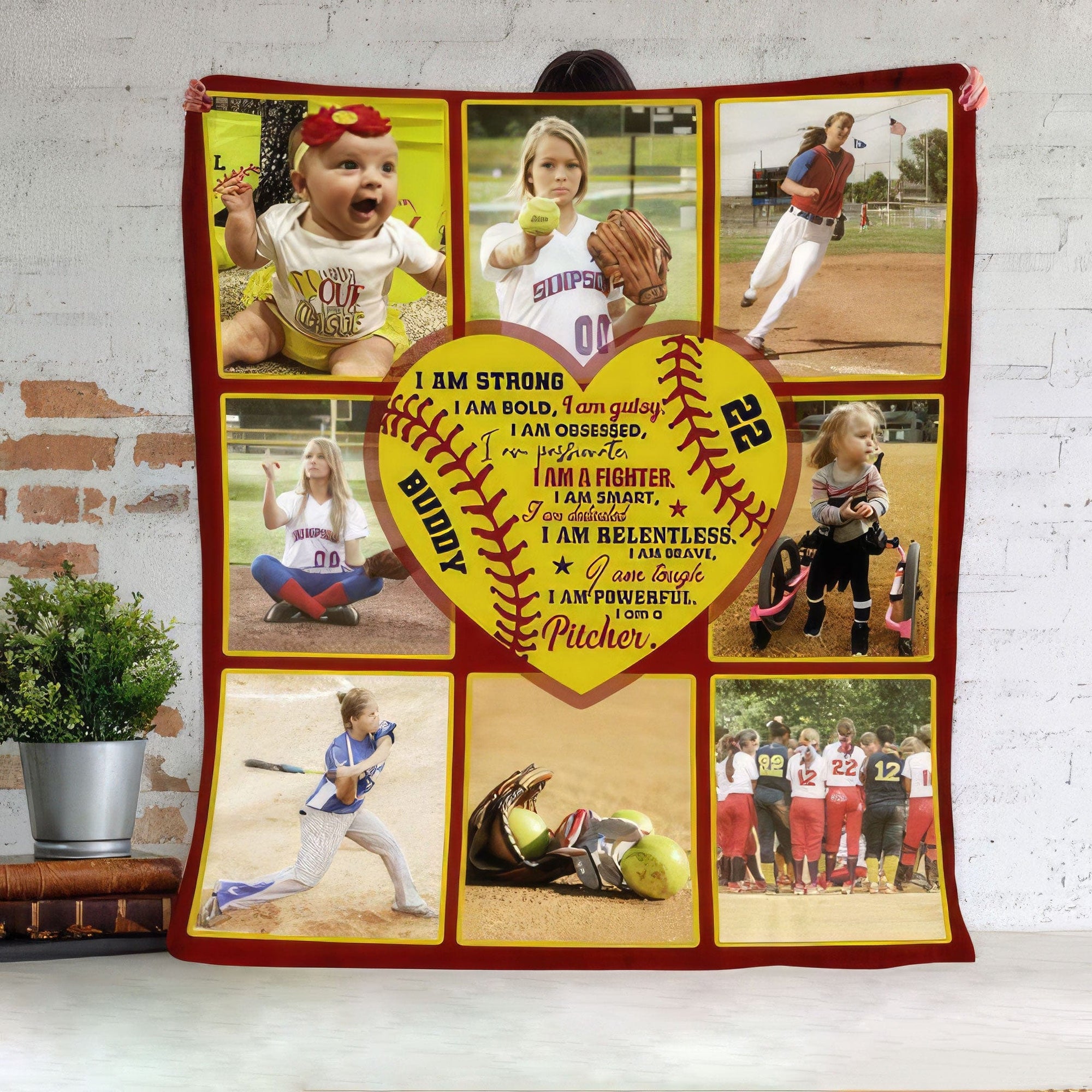 GeckoCustom I Am Strong Passionate Smart Brave Pitcher Catcher Softball Blanket HN590 VPS Cozy Plush Fleece 30 x 40 Inches (baby size)