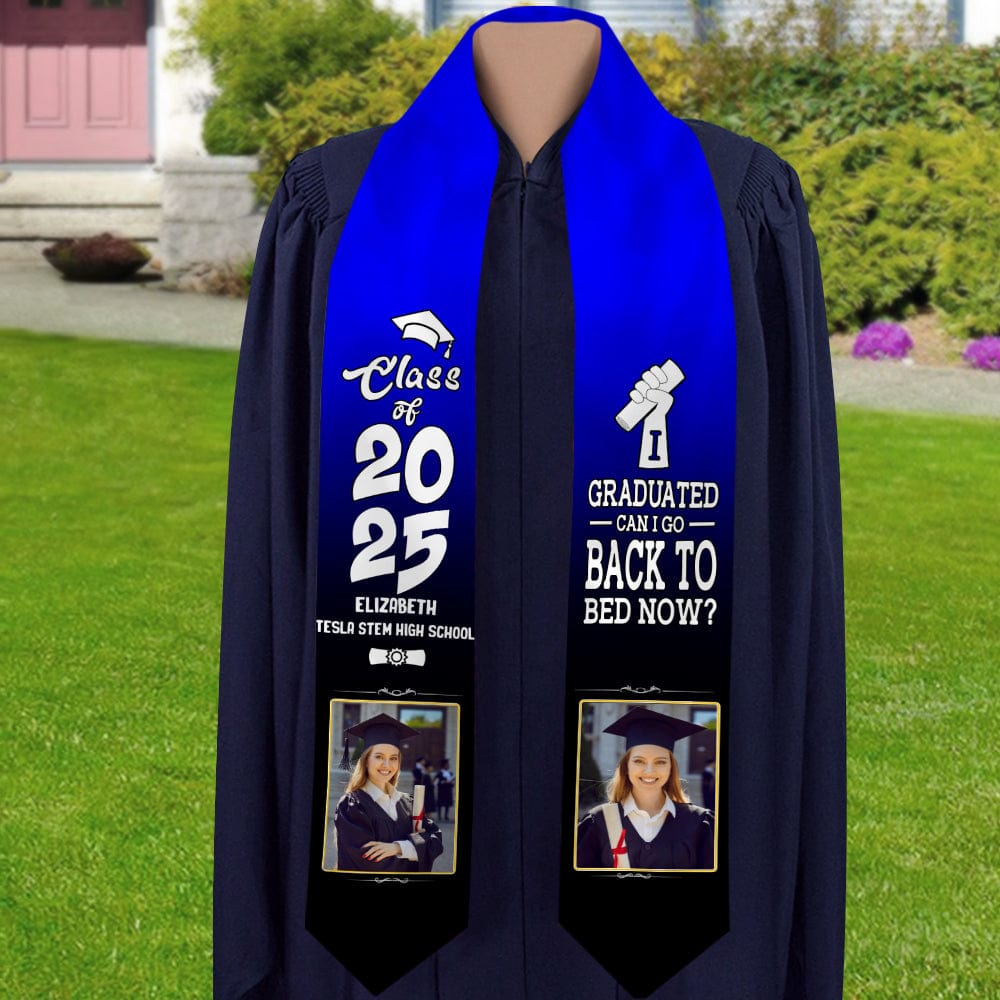 GeckoCustom I Graduated Can I Go Back To Bed Now Graduation Gift Stoles 892291 6x72 inch