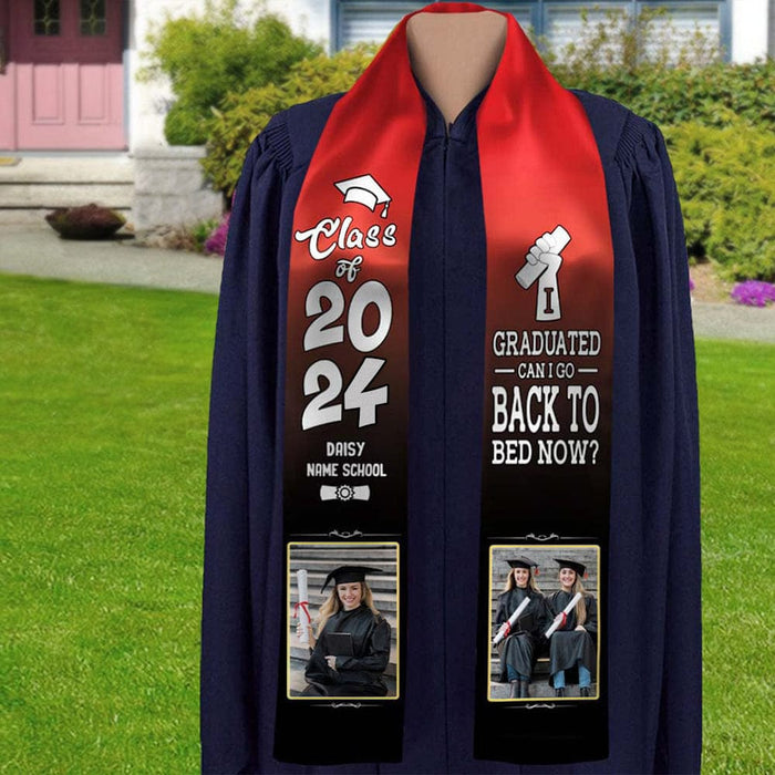 GeckoCustom I Graduated Can I Go Back To Bed Now Graduation Gift Stoles, HN590 6x72 inch