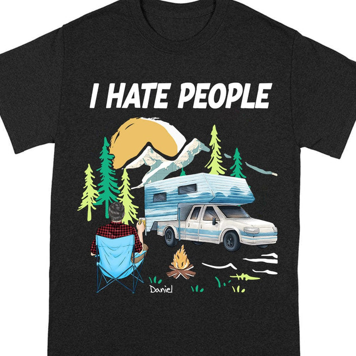 GeckoCustom I Hate People Camping For Campers Dark Shirt N304 889350 Premium Tee (Favorite) / P Black / S