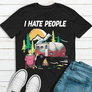 GeckoCustom I Hate People Camping For Campers Dark Shirt N304 889350 Basic Tee / Black / S