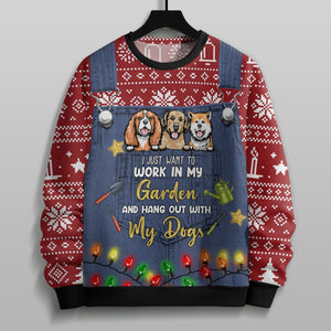 GeckoCustom I Just Want To Work In My Garden And Hang Out With My Dog AOP Ugly Sweater Personalized Gift TH10 891707