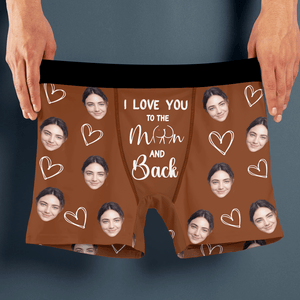 GeckoCustom I Love You To Moon and Back Custom Girlfriend, Wife Photo Boxer Anniversary Gift CH07 895226