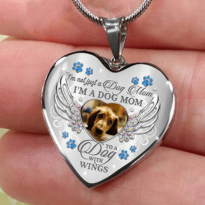 GeckoCustom I'm Not Just A Dog Mom Pet Photo Memorial Necklace, Pet Loss Gift HN590 Stainless Steel (No Gift Box)