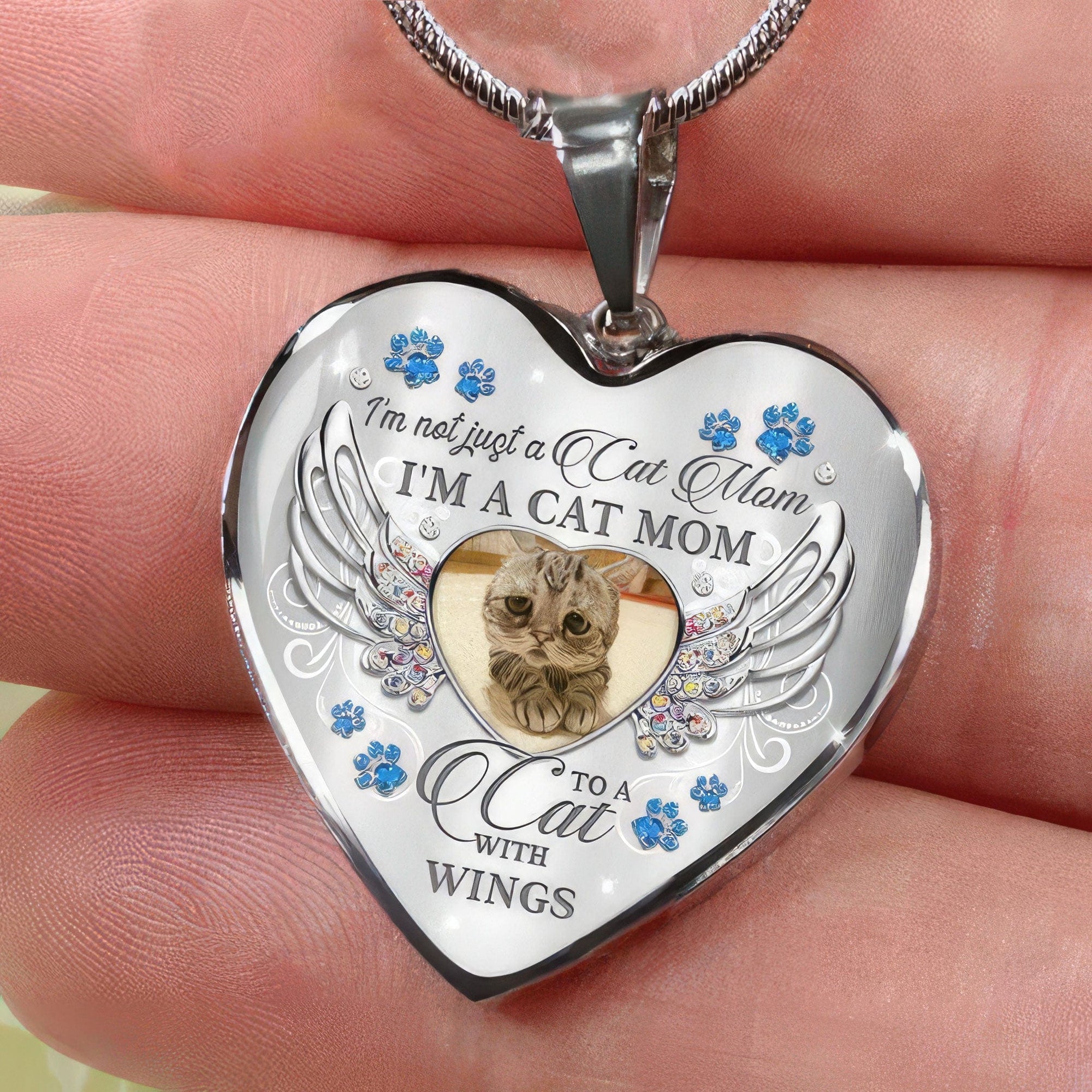 GeckoCustom I'm Not Just A Dog Mom Pet Photo Memorial Necklace, Pet Loss Gift HN590 Stainless Steel (No Gift Box)