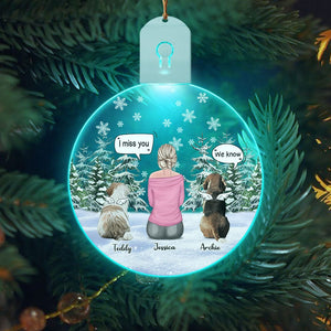 GeckoCustom I Miss You - Christmas Memorial For Dog Mom Circle Led Acrylic Ornament Personalized Gift HO82 893278 3 inches