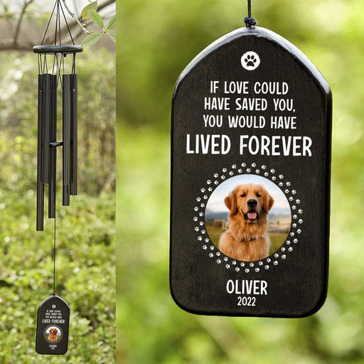 GeckoCustom If Love Could Have Saved You Memorial Wind Chimes N369 889756 Solid Black - White Text