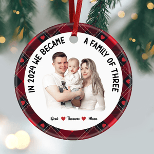 GeckoCustom In 2024 We Became A Family Of Three Family Ceramic Ornament For Christmas DM01 891383