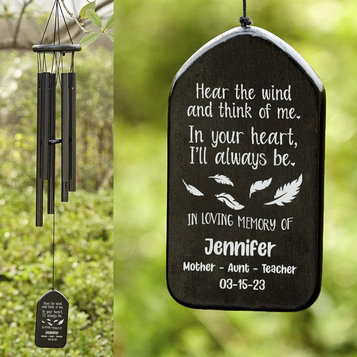 GeckoCustom In The Loving Memory Wind Chimes Personalized Gifts TA29 889885 Solid Black - White Text