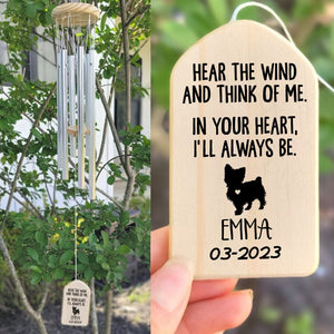 GeckoCustom In Your Heart I'll Always Be Dog Memorial Wind Chimes Personalized Gifts TA29 889877 Natural - Black Text