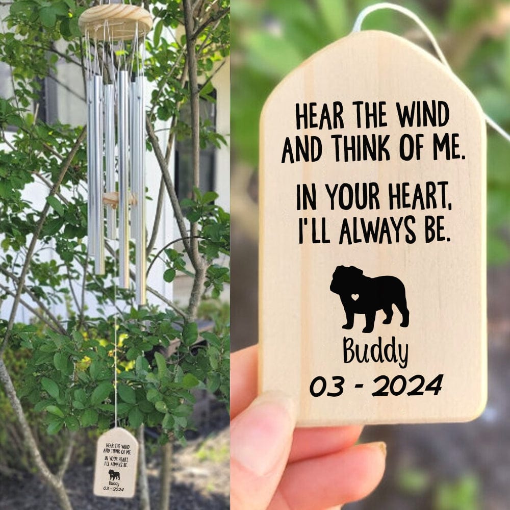 GeckoCustom In Your Heart I'll Always Be Dog Memorial Wind Chimes Personalized Gifts TA29 889877