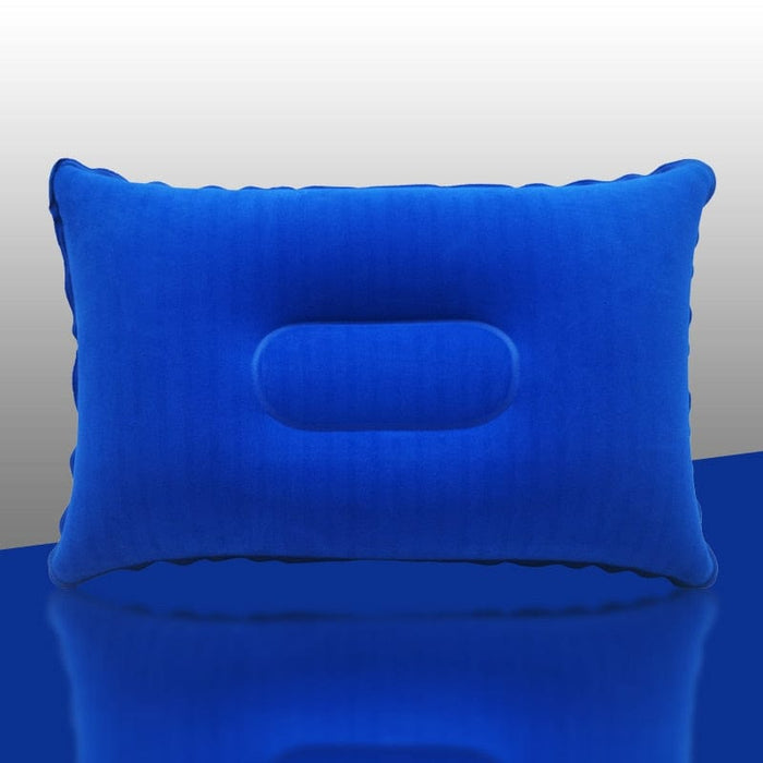 GeckoCustom Inflatable Air Pillow Bed Sleeping Camping Pillow PVC Nylon Neck Stretcher Backrest Pillow for Travel Plane Head Rest Support Dark blue / 34X22cm