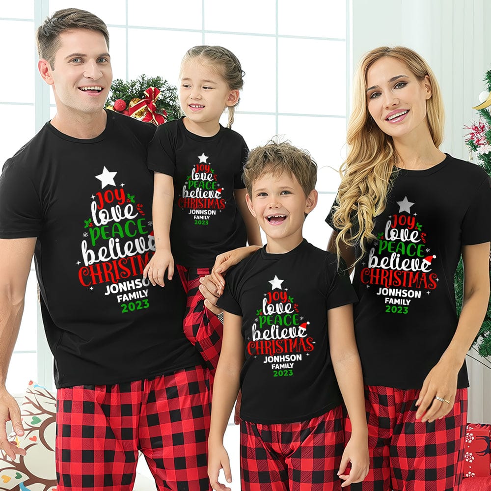 GeckoCustom Joy Love Peace Believe Christmas Family Tees Personalized Gift N304 889940