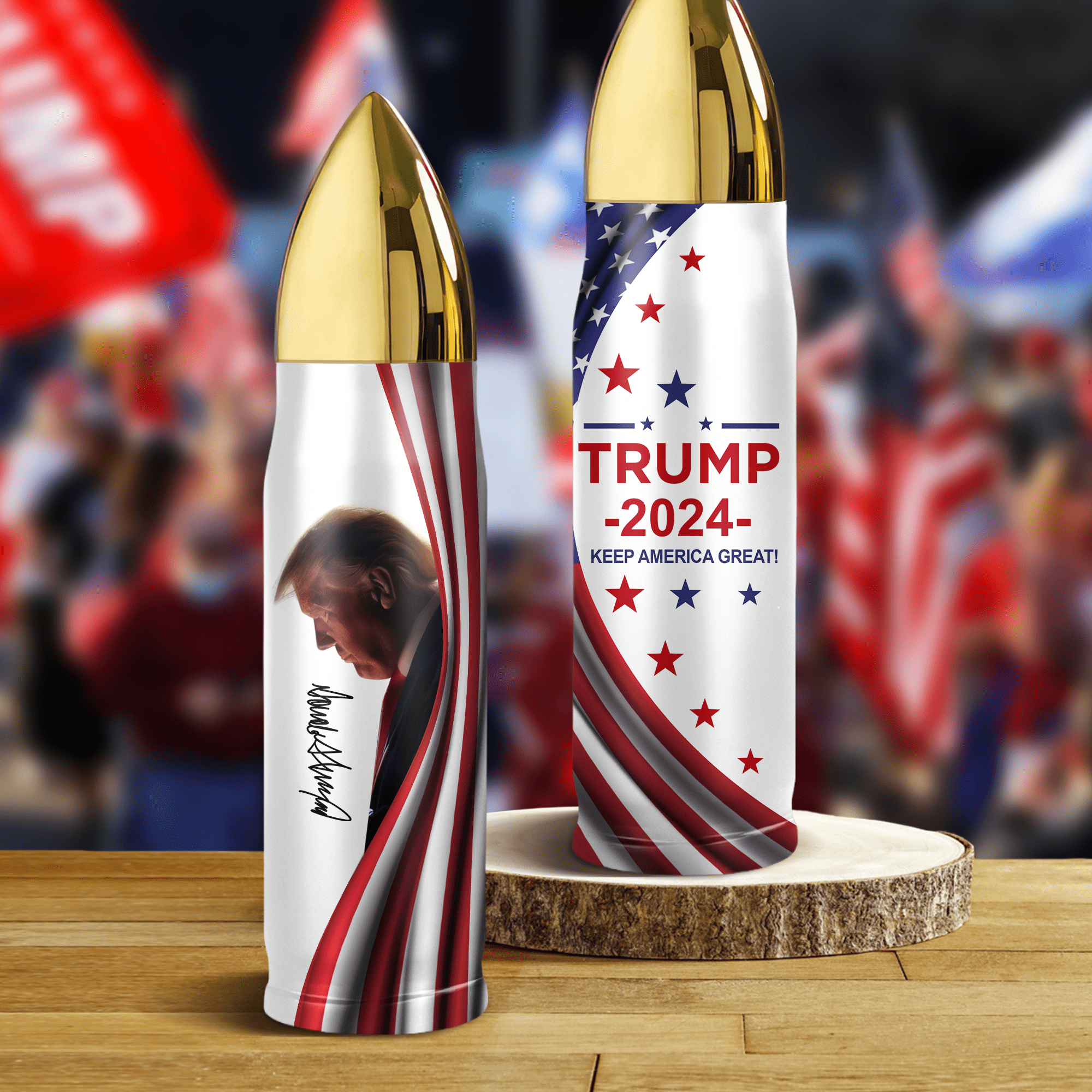 GeckoCustom Keep America Great For President Trump 2024 Bullet Tumbler N304 HA75 891010