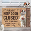 GeckoCustom Keep Door Closed Cats Planning Escape Personalized Doormat Funny Gift For Cat Lovers CH07 895232