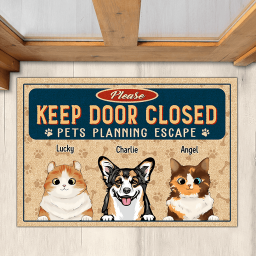 GeckoCustom Keep Door Closed Pet Doormat Personalized Gift TA29 890076