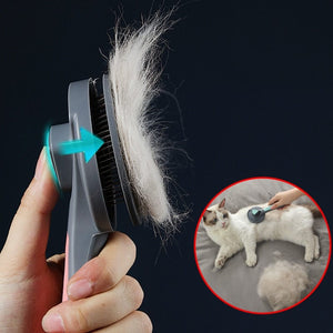 GeckoCustom Kimpets Cat Comb Dog Hair Remover Brush Pet Grooming Slicker Needle Comb Removes Tangled Self Cleaning Pet Supplies Accessories
