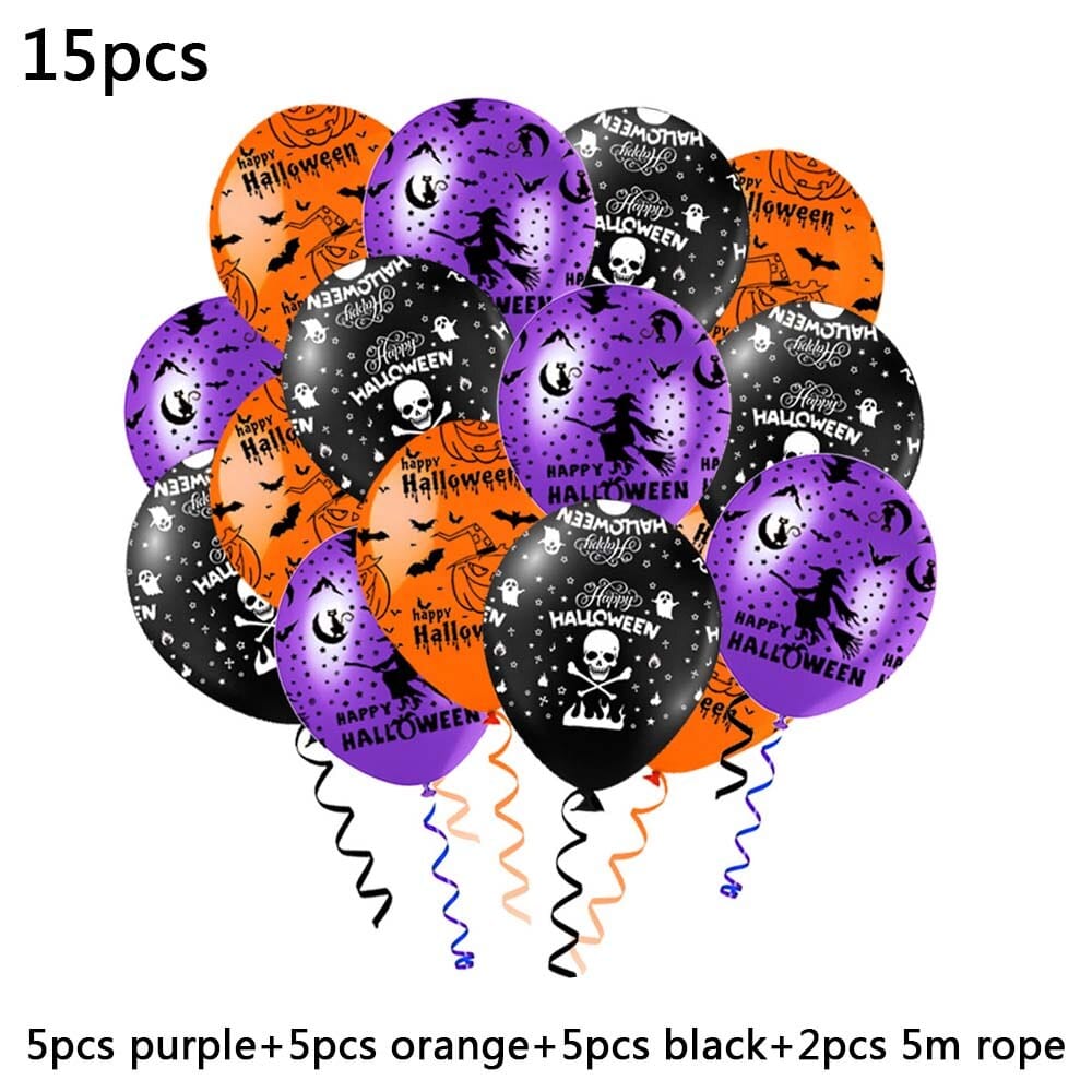 GeckoCustom Large Inflatable Ghost Tree Pumpkin Witch Balloons Halloween Spider Bat Mummy Balloon Scary Halloween Party Decoration Kids Toy 15pcs / Other