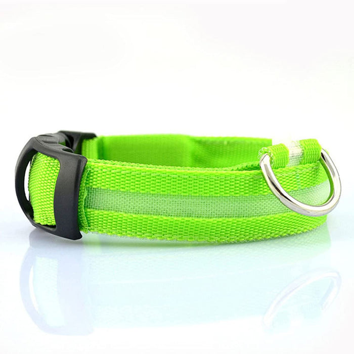 GeckoCustom LED Glowing Dog Collars Rechargeable Waterproof Luminous Collar Adjustable Dog Night Light Collar Pet Dog Safety Necklace Green battery / XS neck 28-40cm