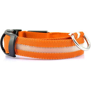 GeckoCustom LED Glowing Dog Collars Rechargeable Waterproof Luminous Collar Adjustable Dog Night Light Collar Pet Dog Safety Necklace Orange battery / XS neck 28-40cm