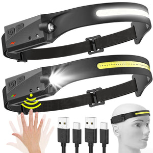 GeckoCustom LED Induction Headlamp Camping Search Light USB Rechargeable