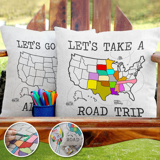 GeckoCustom Let's Take A Road Trip Camping Pillow Cover K228 890319