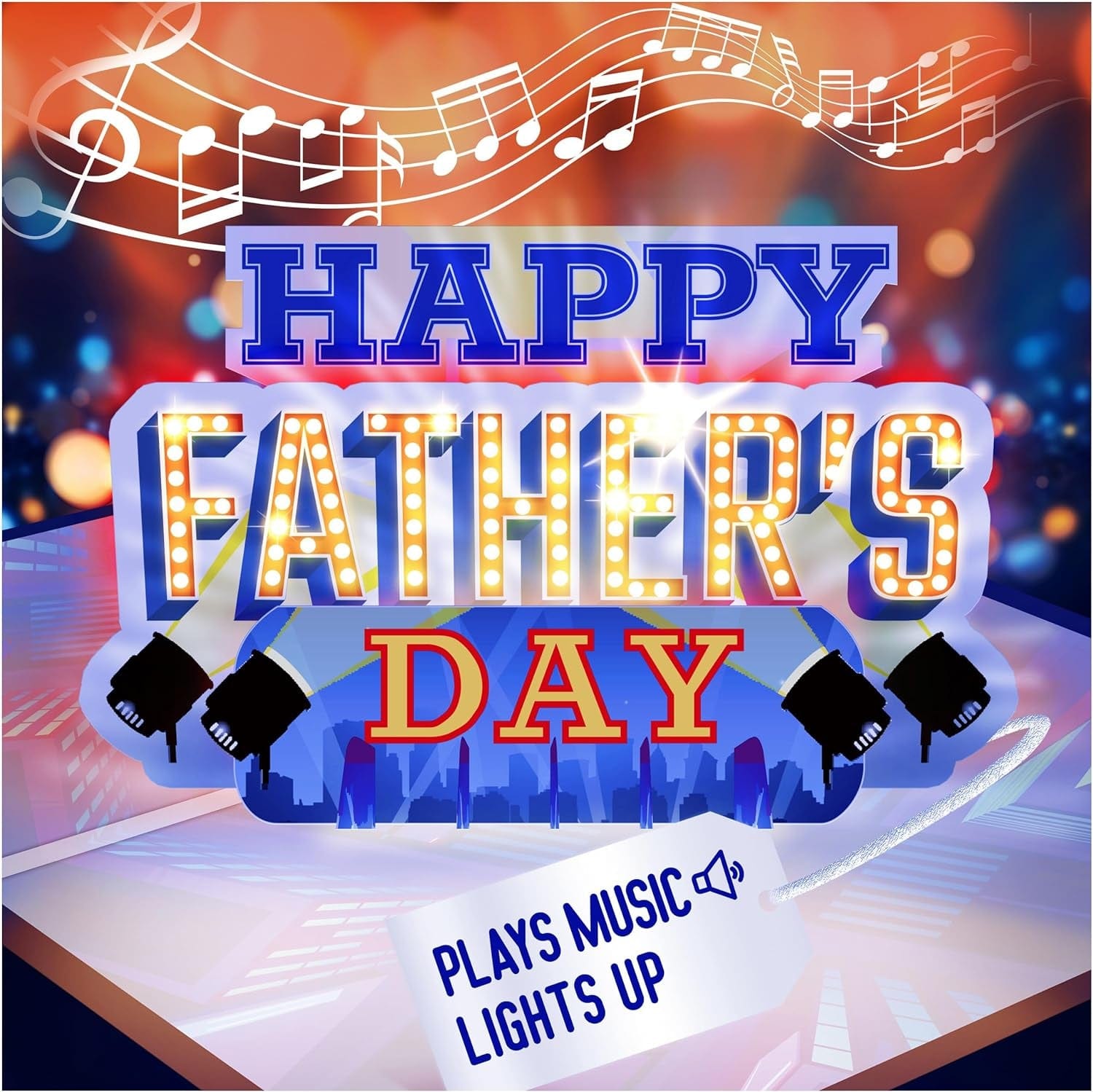 GeckoCustom Lights & Music Pop up Fathers Day Card, Plays 'All Star' Song, Happy Fathers Day Card from Daughter, Father'S Day Cards for Husband, Fathers Day Card from Son, Fathers Day Cards, 1 Best Dad Ever Card Hollywood Lights