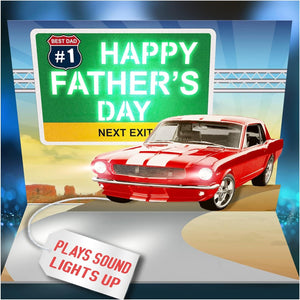 GeckoCustom Lights & Music Pop up Fathers Day Card, Plays 'All Star' Song, Happy Fathers Day Card from Daughter, Father'S Day Cards for Husband, Fathers Day Card from Son, Fathers Day Cards, 1 Best Dad Ever Card Classic Car