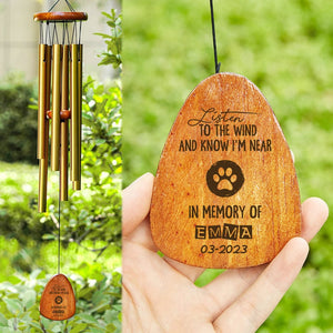GeckoCustom Listen To The Wind And Know I'm Near You Memorial Wind Chimes Personalized Gifts N369 889925 Brown - Black Text